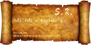 Sáfár Kornél névjegykártya